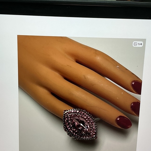 Jewelry - Marquise Pink Crystal Cocktail Ring - Statement Fashion Jewelry